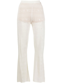 BLUGIRL pantalón color crema con logotipo  troquelado - 1