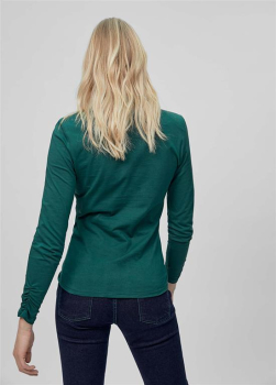LOLA CASADEMUNT camiseta  color verde con escote pico y hombro frunzido - 2