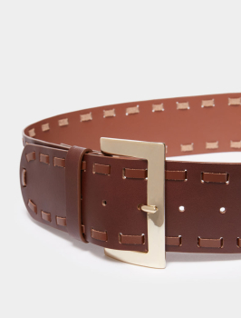 PENNYBLACK cinturón en  piel color marrón con  rivetes