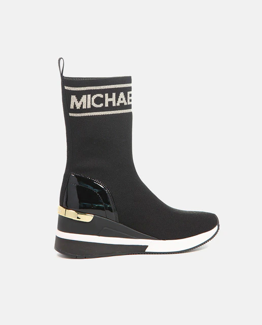 MICHAEL KORS bota en calcetín color negro con logo y suela en goma blanca - 1